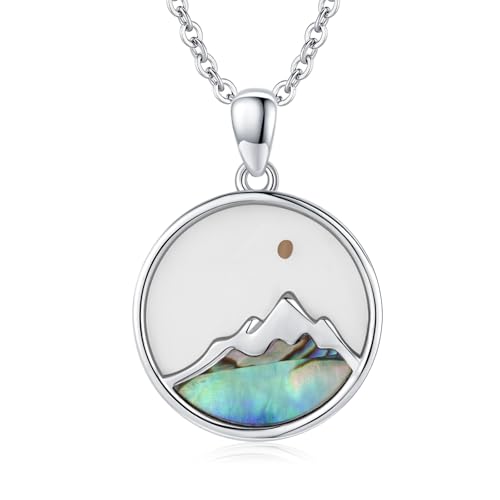 CRWENG Senfkorn Halskette für Frauen 925 Sterling Silber Abalone Shell Berg Anhänger Christlicher Glaube Schmuck Geschenk für Freund Frau von CRWENG