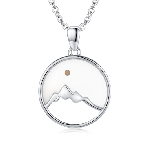 CRWENG Senfkorn Halskette für Herren 925 Sterling Silber Berganhänger Christlicher Glaube Schmuck Geschenk für die Geliebte Ehefrau von CRWENG