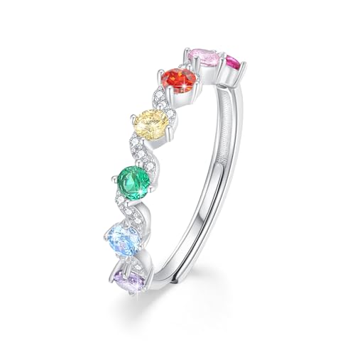 Chakra Ring für Frauen Größe 8 Ring 925 Sterling Silber sieben Chakra offener Ring verstellbarer Ring Heilung Kristallschmuck für Frauen Damen von CRWENG