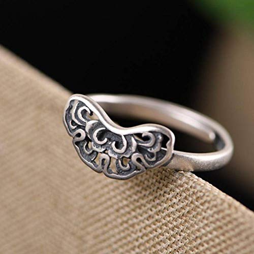 CRYBF Ringe Schmuck S925 Silber Ring Thai Silber Antik Weiblich Verstellbarer Spalt Hohler Blumenring Silberring, Ring von CRYBF