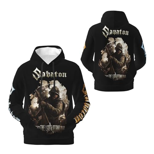 CRYBF Sabaton Herren Kapuzenpullover mit Logo, langärmelig, weich, Sweatshirt für große Jungen, Kapuzen-Fans, Merch-Tops mit Tasche, Schwarz, Schwarz , L von CRYBF