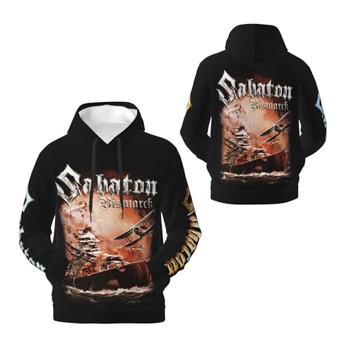 CRYBF Sabaton Herren Kapuzenpullover mit Logo, langärmelig, weich, Sweatshirt für große Jungen, Kapuzen-Fans, Merch-Tops mit Tasche, Schwarz, Schwarz , XL von CRYBF