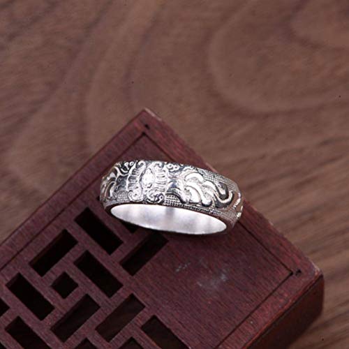 Ringe Stil Ringschmuck Reiner Silberring S990 Schlichtes Silberhandwerk Auspicious Cloud Totem Einfacher Ringring, USA 11, Ring, USA 11 von CRYBF