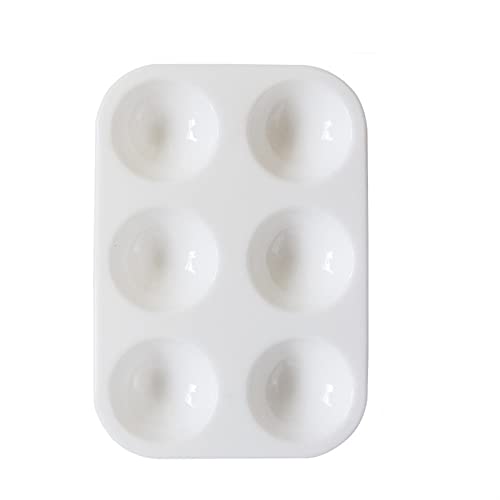 Flache Palette zum Mischen von Farbe, 10 Stück 6-Well-rechteckige Aquarell-/Ölgemälde-Palette aus weißem Pigment, Kunststoff, for Bemalen von Chassis, Künstlerhandwerk von CRYSEU