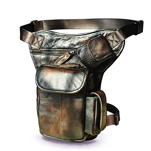 Motorrad-Beintasche, PU Männer Mode Casual Messenger One Schultertasche Reise Taille Gürteltasche Drop Leg Bag Drop Leg Bag(Dark Coffee) von CRYSEU