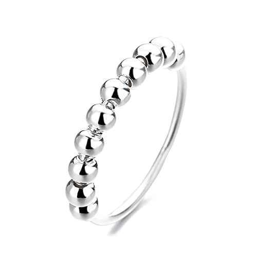 CRYSLOVE Anxiety Ring für Damen 925 Sterling Silber Verstellbar Angst Spinning Fidget Ringe mit Perlen Band Anti Stress Ring Schmuck Geschenk für Muttertag CRYSLOVE Anxiety Ring für Damen 925 Sterling Silber Verstellbar Angst Spinning Fidget Ringe mit Perlen Band Anti Stress Ring Schmuck Geschenk für Muttertag von CRYSLOVE
