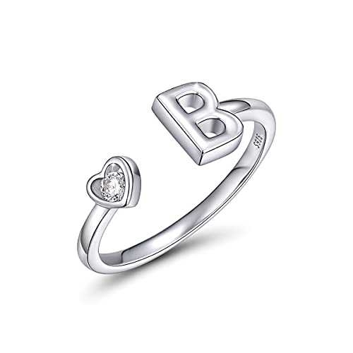 CRYSLOVE Buchstabe Ring Silber 925 Damen Offener Verstellbare stapelba Personalisierter Initiale Alphabet A-Z Ring für Mutter Freundin von CRYSLOVE