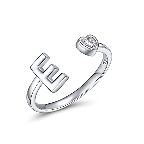 CRYSLOVE Buchstabe Ring Silber 925 Damen Offener Verstellbare stapelba Personalisierter Initiale Alphabet A-Z Ring für Mutter Freundin von CRYSLOVE