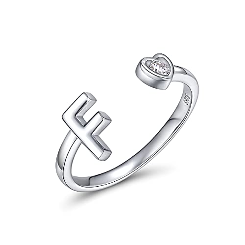 CRYSLOVE Buchstabe Ring Silber 925 Damen Offener Verstellbare stapelba Personalisierter Initiale Alphabet A-Z Ring für Mutter Freundin