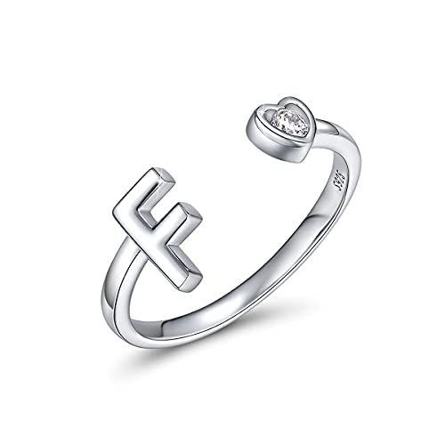CRYSLOVE Buchstabe Ring Silber 925 Damen Offener Verstellbare stapelba Personalisierter Initiale Alphabet A-Z Ring für Mutter Freundin von CRYSLOVE