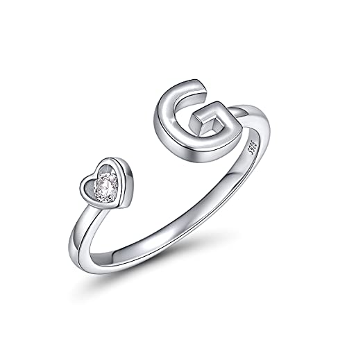 CRYSLOVE Buchstabe Ring Silber 925 Damen Offener Verstellbare stapelba Personalisierter Initiale Alphabet A-Z Ring für Mutter Freundin von CRYSLOVE