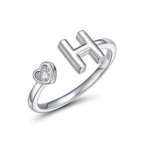 CRYSLOVE Buchstabe Ring Silber 925 Damen Offener Verstellbare stapelba Personalisierter Initiale Alphabet A-Z Ring für Mutter Freundin von CRYSLOVE