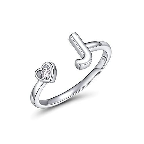 CRYSLOVE Buchstabe Ring Silber 925 Damen Offener Verstellbare stapelba Personalisierter Initiale Alphabet A-Z Ring für Mutter Freundin von CRYSLOVE