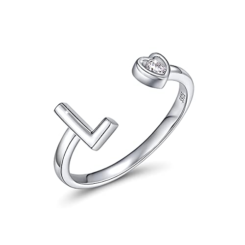CRYSLOVE Buchstabe Ring Silber 925 Damen Offener Verstellbare stapelba Personalisierter Initiale Alphabet A-Z Ring für Mutter Freundin von CRYSLOVE