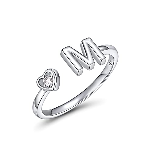 CRYSLOVE Buchstabe Ring Silber 925 Damen Offener Verstellbare stapelba Personalisierter Initiale Alphabet A-Z Ring für Mutter Freundin von CRYSLOVE