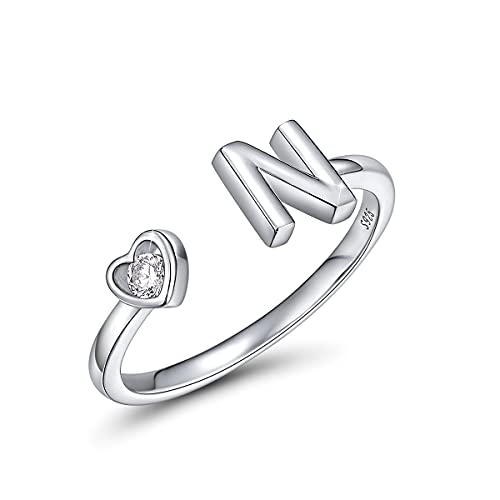 CRYSLOVE Buchstabe Ring Silber 925 Damen Offener Verstellbare stapelba Personalisierter Initiale Alphabet A-Z Ring für Mutter Freundin von CRYSLOVE