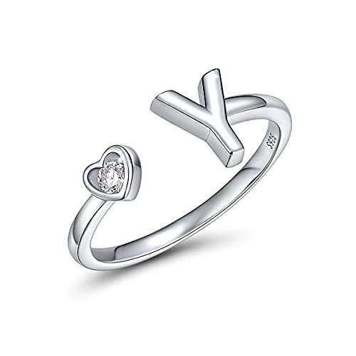 CRYSLOVE Buchstabe Ring Silber 925 Damen Offener Verstellbare stapelba Personalisierter Initiale Alphabet A-Z Ring für Mutter Freundin von CRYSLOVE