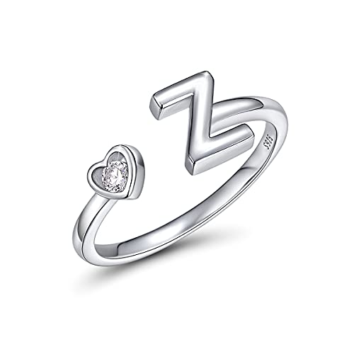 CRYSLOVE Buchstabe Ring Silber 925 Damen Offener Verstellbare stapelba Personalisierter Initiale Alphabet A-Z Ring für Mutter Freundin von CRYSLOVE