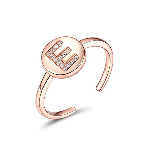 CRYSLOVE Buchstabe Ringe für Damen Mädchen 925 Sterling Silber Rose Gold Offener Verstellbare Initiale Alphabet A-Z Personalisierter Ring mit Geschenkbox von CRYSLOVE