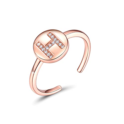 CRYSLOVE Buchstabe Ringe für Damen Mädchen 925 Sterling Silber Rose Gold Offener Verstellbare Initiale Alphabet A-Z Personalisierter Ring mit Geschenkbox von CRYSLOVE