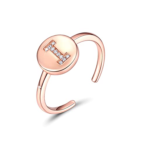 CRYSLOVE Buchstabe Ringe für Damen Mädchen 925 Sterling Silber Rose Gold Offener Verstellbare Initiale Alphabet A-Z Personalisierter Ring mit Geschenkbox von CRYSLOVE