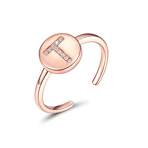 CRYSLOVE Buchstabe Ringe für Damen Mädchen 925 Sterling Silber Rose Gold Offener Verstellbare Initiale Alphabet A-Z Personalisierter Ring mit Geschenkbox von CRYSLOVE