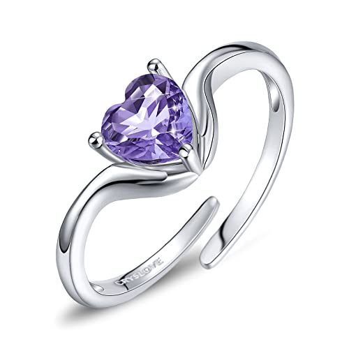 CRYSLOVE Geburtsstein Verstellbare Ringe 925 Sterling Silber Offener Eheringe Versprechen Ring Schmuck Geburtstags Geschenk für Damen Frauen Mädchen von CRYSLOVE