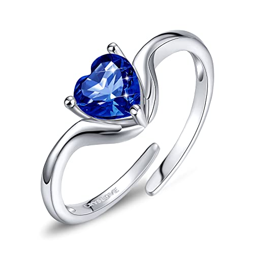 CRYSLOVE Geburtsstein Verstellbare Ringe 925 Sterling Silber Offener Eheringe Versprechen Ring Schmuck Geburtstags Geschenk für Damen Frauen Mädchen von CRYSLOVE