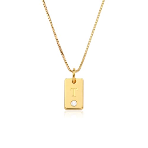 CRYSLOVE Kette mit Buchstaben Ketten für Damen 925 Sterling Silber 14K Gold Vergoldet Hypoallergene Namenskette Anhänger A-Z Buchstabenkette Schmuck Geschenke für Muttertag Frauen Mädchen von CRYSLOVE