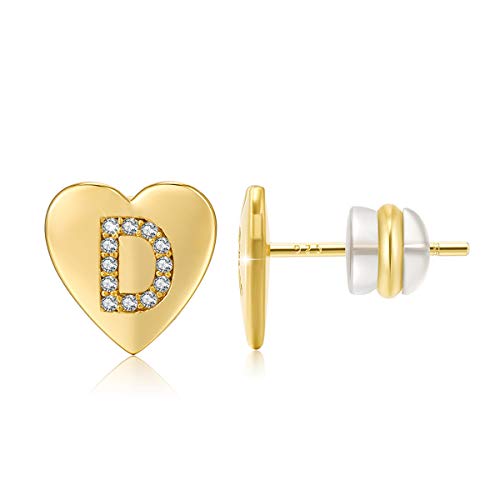 CRYSLOVE Herz Buchstaben Ohrringe Sterling Silber Zirkonia Name Initiale A-Z Alphabet Ohrstecker Anfangsbuchstaben Personalisierte Geschenke für Frauen Damen von CRYSLOVE
