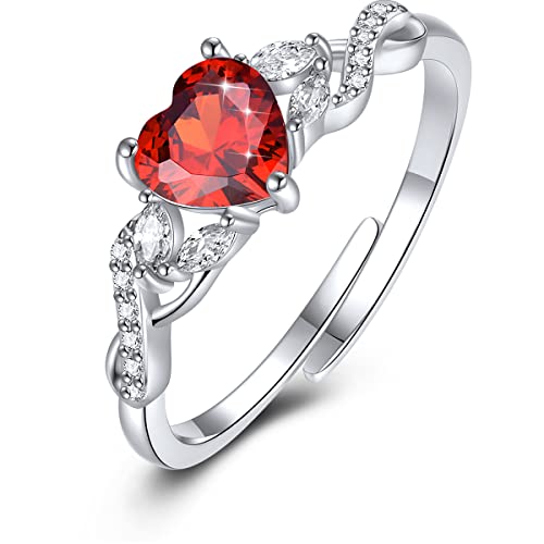 CRYSLOVE Herz Geburtsstein Ringe 925 Sterling Silber Verstellbare Unendlichkeit Verlobungs Offener Ring 12 Monate Geburts Stein Hochzeit Schmuck für Damen Frau Freundin Mädchen von CRYSLOVE