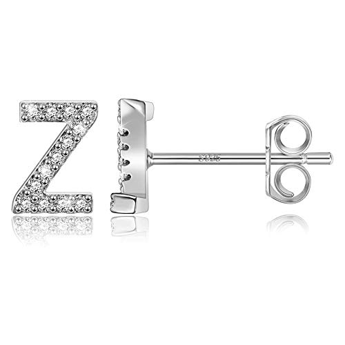 CRYSLOVE Initiale Ohrringen Buchstabe A-Z Alphabet Ohrstecker für Damen 925 Sterling Silber mit Zirkonia Schmuck Valentinstag Geschenke von CRYSLOVE