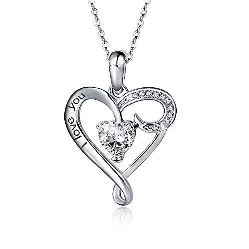 CRYSLOVE Mama Kette 925 Sterling Silber Zirkonia Mutter Tochter Herz Anhänger Halskette Geschenke für Mutter Damen von CRYSLOVE