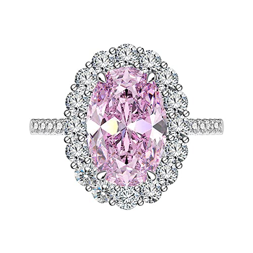 CRYSLOVE Ring Damen Verlobungsring 925 Sterling Silber 6A Rosa Zirkonia Ringe 5 ct Prinzessin Diana Kate Middleton Edelstein Promise Eheringe Ringe Schmuck Geschenke für Frauen von CRYSLOVE