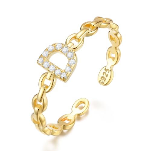 CRYSLOVE S925 Sterling Silber Verstellbarer Buchstabe Ringe für Damen Mädchen 14K Vergoldet Zirkon Stapelbare Offener Initiale Alphabet A-Z Ringe mit Großbuchstaben Schmuck Geschenke CRYSLOVE S925 Sterling Silber Verstellbarer Buchstabe Ringe für Damen Mädchen 14K Vergoldet Zirkon Stapelbare Offener Initiale Alphabet A-Z Ringe mit Großbuchstaben Schmuck Geschenke von CRYSLOVE