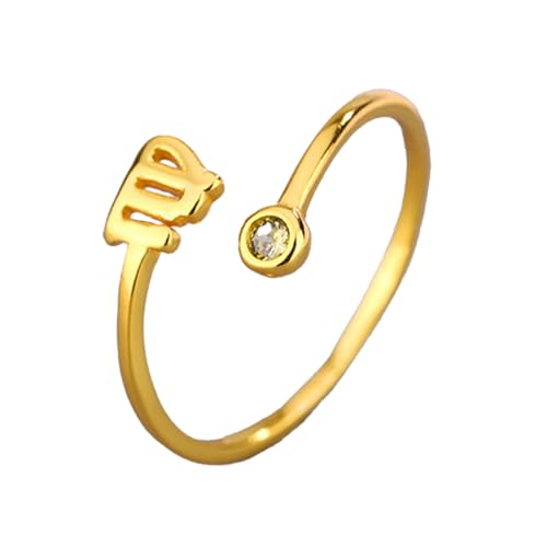 CRYSLOVE Sternzeichen Zehenringe für Damen 14K Goldgefüllt 12 Konstellation Sternzeichen Zirkonia Verstellbarer Offene Fingerring Toe Ring,Strand Sommer Fuß Schmuck (Jungfrau) von CRYSLOVE