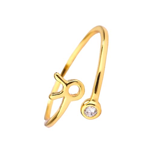 CRYSLOVE Sternzeichen Zehenringe für Damen 14K Goldgefüllt 12 Konstellation Sternzeichen Zirkonia Verstellbarer Offene Fingerring Toe Ring,Strand Sommer Fuß Schmuck (Stier) von CRYSLOVE