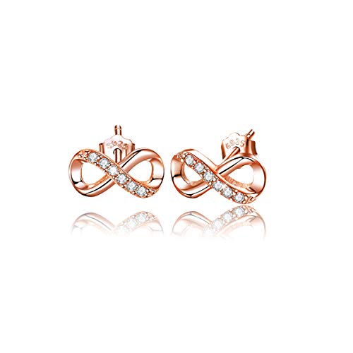 CRYSLOVE Unendlichkeit Ohrringe für Damen Mädchen 925 Sterling Silber Zirkonia Zeichen Infinity Ohrstecker Schmuck Geschenk zum Geburtstag von CRYSLOVE