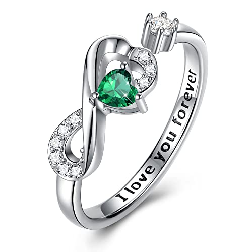 CRYSLOVE Unendlichkeit Ringe Für Frauen 925 Sterling Silber Infinity Geburtsstein Verstellbar Promise Verlobungsring Herz Zirkonia Trauringe Damenring,Damen Schmuck von CRYSLOVE
