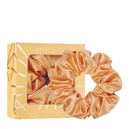 CRYSTALLOVE Seide Haargummi - Orange Scrunchies -Premium - Haarschmuck für Damen, Mädchen - Elastisch Zubehör - Weich - Pferdeschwanzhalter für den Täglichen Gebrauch von CRYSTALLOVE