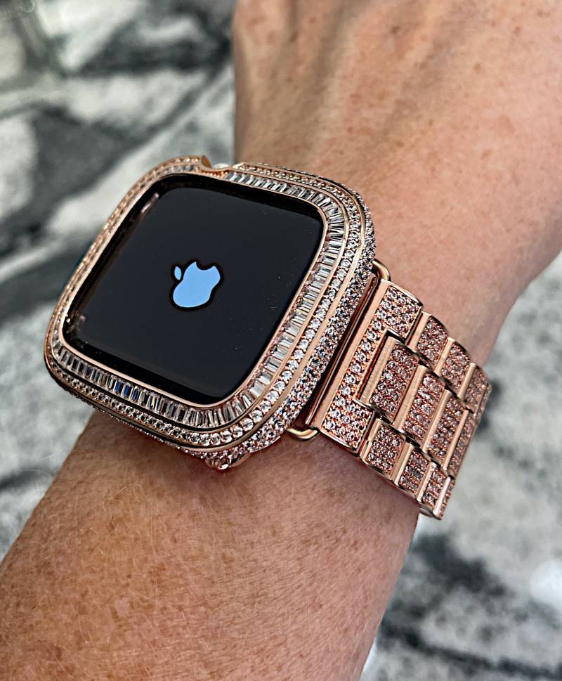 High-End-Rosengold-Lab-Diamant-Apple-Uhrenarmband Und Oder Lab-Diamant-Apple-Uhrgehäuse Bling Die Apple Watch-Armbänder Der Watch Ab von CRYSTALandBLING