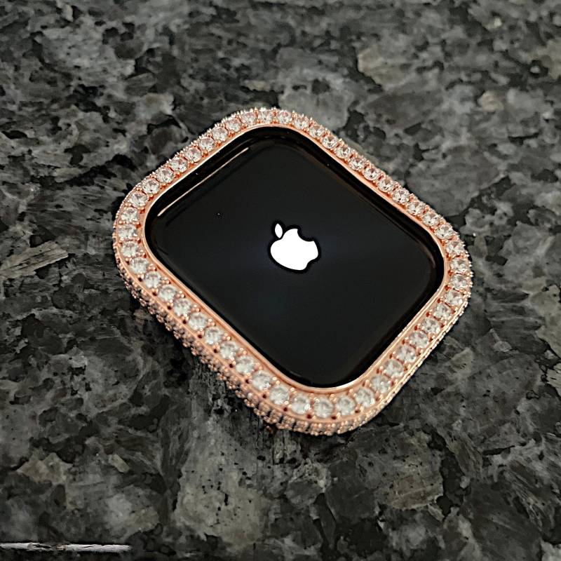 Rose Gold Bezel Lab Diamant Apple Watch Case Gehäuse 38/40 42/44 41/45/46 49 Ultra 3 Band Decken von CRYSTALandBLING