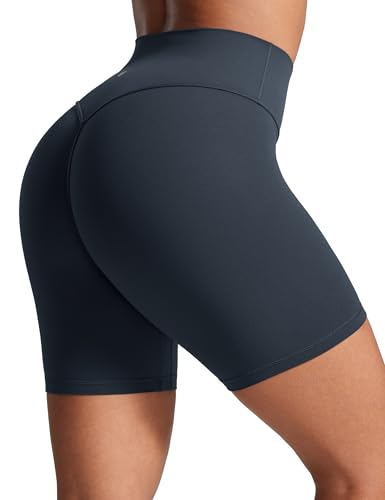 CRZ YOGA Butterlift Damen Scrunch Butt Lifting Gym Shorts - 15cm Push Up Booty Biker Shorts Hoch Taille Radlerhose Yoga Kurze Sportshorts Echte Marine 44 von CRZ YOGA