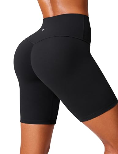 CRZ YOGA Butterlift Damen Butt Scrunch Sportshorts Push Up Kurze Laufshorts Radlerhose High Waist Gym Fitness Shorts - 15cm Schwarz 40 von CRZ YOGA