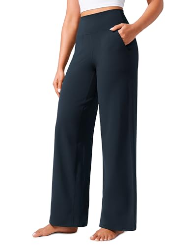 CRZ YOGA Butterlift Damen Jogginghose High Waist Weites Bein Trousers mit Taschen Freizeithose Yogahose Workout Hose - 79cm Echte Marine 44 CRZ YOGA Butterlift Damen Jogginghose High Waist Weites Bein Trousers mit Taschen Freizeithose Yogahose Workout Hose - 79cm Echte Marine 44 von CRZ YOGA