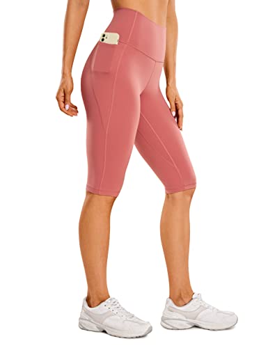 CRZ YOGA Butterluxe Damen Capri 3/4 Leggings High Waist Blickdicht Sport Yogahose Laufhose Sporthose mit Taschen - 33cm Briar Rose 36 von CRZ YOGA