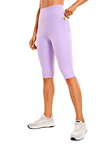 CRZ YOGA Butterluxe Damen Capri 3/4 Leggings High Waist Blickdicht Sport Yogahose Laufhose Sporthose mit Taschen - 33cm Elfen-Purpur 38 von CRZ YOGA