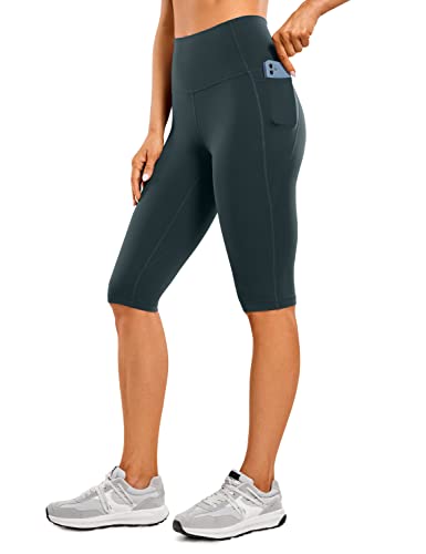 CRZ YOGA Butterluxe Damen Capri 3/4 Leggings High Waist Blickdicht Sport Yogahose Laufhose Sporthose mit Taschen - 33cm Wald Dunkelgrün 36 von CRZ YOGA