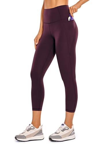 CRZ YOGA Butterluxe Damen Capri Gym Leggings 3/4 High Waist Yogahose Taschen Sport Workout Sportleggings - 53cm Dunkellila 34 von CRZ YOGA