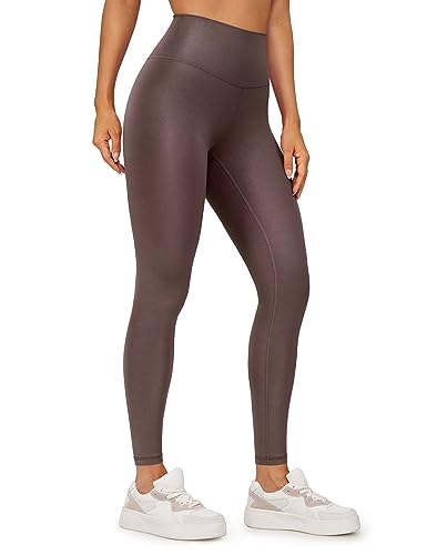 CRZ YOGA Butterluxe Damen Faux Leder Leggings High Waist Lederoptik Sporthose Kunstleder Stretch Workout Lederhose - 71cm Klassisches Taupe-Muster 38 von CRZ YOGA